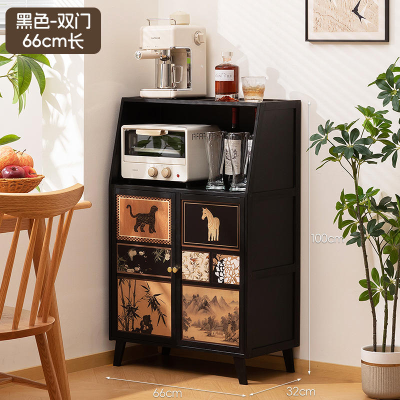 [Imprimé Style Vintage] Noir - Double Porte 66cm Longueur