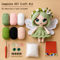 Kit de fil à crocheter fait main pour débutants, ensemble de fournitures pour la fabrication de poupées féériques, pack de matériel de tricot à la main