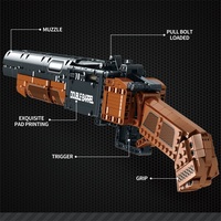 Reobrix 77028 Arme de la Seconde Guerre mondiale, pistolet à double tir, pistolet à main, assemblage DIY, briques de construction en plastique, jouets militaires