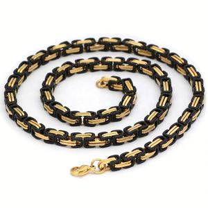 Collier chaîne mécanique à faible MOQ - Chaîne de roi viking en acier inoxydable noir et or + Bracelet byzantin, Bijoux de mode - Product Image 2