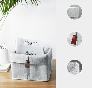 Caja de almacenamiento de fieltro de color gris y negro de diseño clásico para uso diario en el hogar/Oficina - Product Image 1