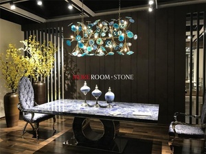 Muebles de Sala de Estar de Lujo, Mesa de Granito Azul Bahina con Piedras Semipreciosas en Dubái - Product Image 4
