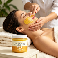 Gommage visage et corps au curcuma, exfoliant pour éliminer les peaux mortes, nettoyant, unifiant le teint, éclaircissant, atténuant les taches brunes, soin quotidien doux pour la peau