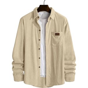 Men's <b>Corduroy</b> Shackets Button Down Long Sleeve Work Shirts with Pocket <b>Jacket</b> Style - Product Image 1