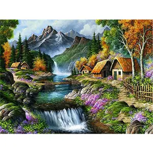 HUACAN 5D DIY 100% Full Drill Diamond Painting Landscape Wholesale Diamond Embroidery Sale House Wall Art High quality