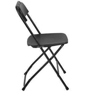 Commercial Quality Black Plastic Folding Steel Frame Chair Stackable Outdoor Event Wedding Party Garden Chairs