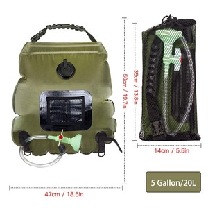 Sac de douche solaire portable 20L pour le camping, le stockage d'eau en extérieur, les voyages, la randonnée et le trekking - Product Image 4