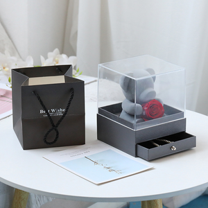 Boîte à bijoux Offre Spéciale fleur préservée préservée Rose flocage ours en peluche pour la Saint-Valentin cadeau de fête des mères - Product Image 3