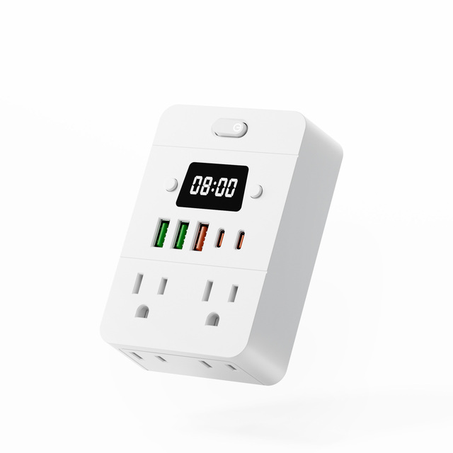 Portable Power Socket Converter with Fixed USB Ports Fireproof & Overload Protection Wall Socket for Travel and Home Use