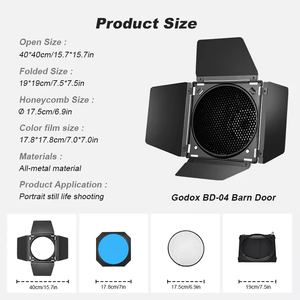 Réflecteur de studio photo KAZHI en métal, type porte de grange, grille nid d'abeille, avec 4 filtres gel de couleur, 18 cm/7 pouces, pour micro/<span class=keywords><strong>macro</strong></span> - Product Image 2