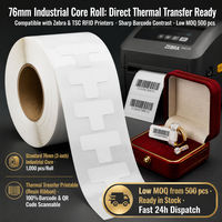 Étiquettes RFID UHF personnalisées pour bijoux, forme en T, blanches, imperméables, brillantes, en PP, adhésives, avec puce NXP UCODE 9, antivol, pour bagues