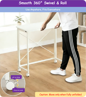 Table pliante roulante avec roues verrouillables, table en bois peu encombrante pour la cuisine ou le bureau, taille compacte, facile à déplacer