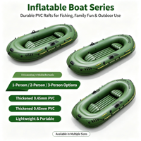 Bateau de pêche gonflable en PVC 188 cm, épaisseur 0,45 mm, vert, portable, avec pagaies, pompe et kit de réparation pour rivière et lac