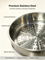 Panier de cuisson vapeur sans poignées en acier inoxydable de qualité alimentaire, insert rond pour marmite, grille de cuisson vapeur, plusieurs tailles de 16 cm à 26 cm