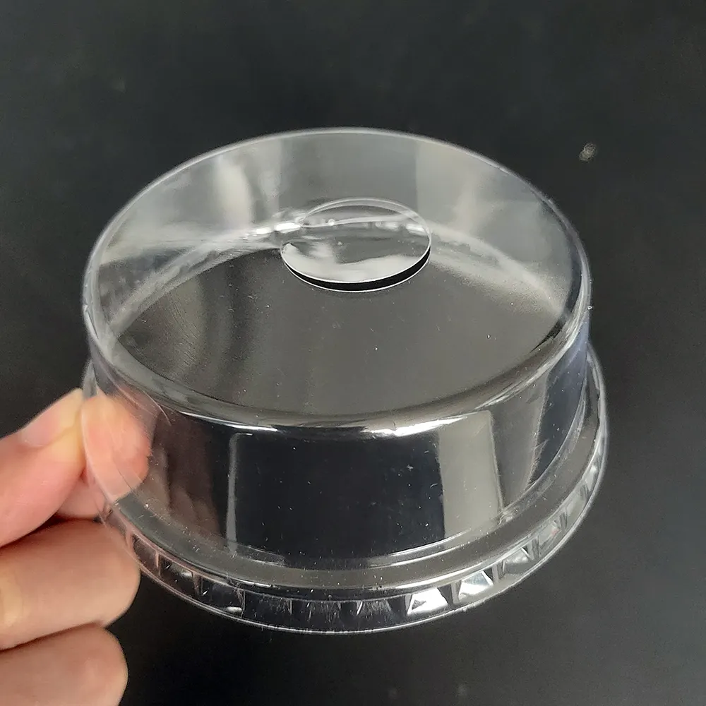 98mm Descartável Claro Food Grade Plastic PET Lid High Hat Tampas Planas Com Furo Para Café Bubble Tea Cups