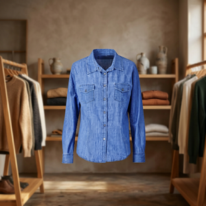 Vestes en jean décontractées unisexes 100% coton avec col rabattu, motif uni, impression de logo personnalisée, délavées, boutonnées sur le devant, hiver - Product Image 4