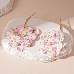 ต่างหูแฟชั่นผู้หญิงประดับมุกเทียมกิ่งก้านดอกไม้ผ้าชีฟองลายนางฟ้าสุดอินเทรนด์ - Product Image 2