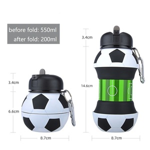 Bouteille d'eau portable en silicone anti-fuite de 550 ml pour les sports de plein air, les enfants, pliable, football/basketball, peut être accrochée à un sac à dos - Product Image 3
