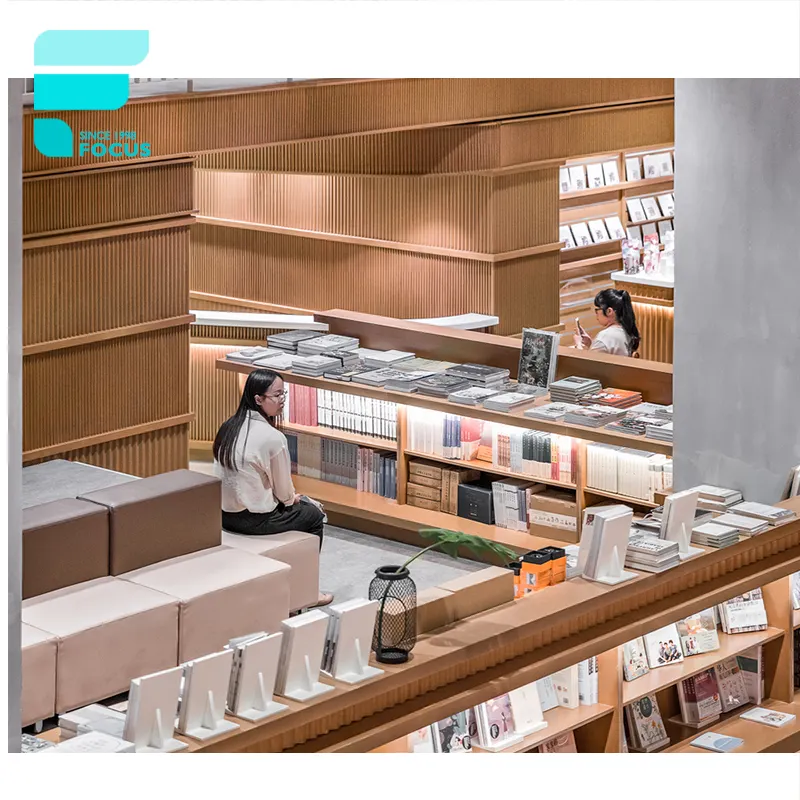 Design de interiores para loja de livros, prateleiras personalizadas de armários, loja de livros