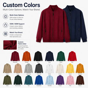 Custom Logo Unisex Zip-Up Bomber Jacket <b>Stand</b> Collar Performance Casual Team Wear Wholesale S-4XL Burgundy <b>Night</b> Blue - Product Image 3
