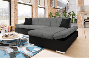 Canapé-lit d'angle modulaire moderne en cuir et tissu avec cadre en bois pour le salon, la chambre, l'hôtel, l'appartement ou la villa - Product Image 2