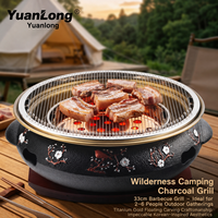 Barbecue portable pliable en fonte et acier inoxydable coréen pour restaurants et camping