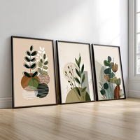 HAOWAI OEMODM Lot de 3 tableaux muraux Bohème Céleste Soleil, Ensemble de 3 impressions botaniques scandinaves pour la décoration de chambre et de salon