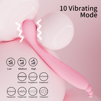 Gebogen dubbelzijdige siliconen G-spot vibrator met 10 vibratiemodi, waterdicht IPX6 & latexvrij voor vrouwen