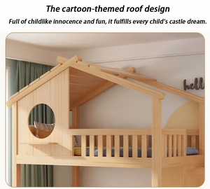 Cama de madera Montessori de princesa, cama doble de dos capas, literas para niñas, camas para niños con tobogán - Product Image 3