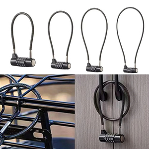 Cadenas à combinaison à 4 chiffres <span class=keywords><strong>pour</strong></span> vélo Serrure à câble étanche réinitialisable Serrures de <span class=keywords><strong>porte</strong></span> <span class=keywords><strong>pour</strong></span> <span class=keywords><strong>sac</strong></span> de valise de gymnastique - Product Image 1