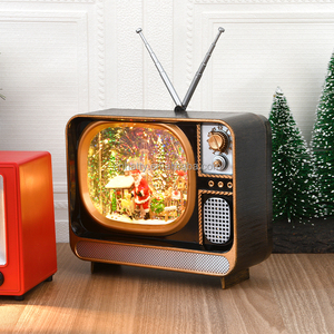 Factory Wholesale Resin Christmas TV Set with LED Light Festive <b>Santa</b> <b>on</b> <b>Sleigh</b> Sculpture Moving Back and Forth - Product Image 3