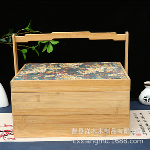 Boîte de rangement en bambou rectangulaire 30 cm, emballage cadeau portable, boîte artisanale - Product Image 2