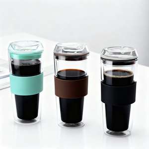 <strong>Cheap</strong> Wholesale <strong>Coffee</strong> <strong>Mug</strong> Silicone Covered Thick Double Glass Travel <strong>Coffee</strong> <strong>Mug</strong> Travel <strong>Mug</strong> Outdoor Clear <strong>Coffee</strong> Cup - Product Image 4