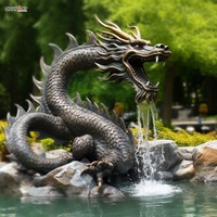 Étang de jardin extérieur prochain décor laiton sculpter Dragon chinois Statue classique grand Bronze Loong Sculpture cascade d'eau fontaine