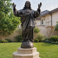Statue de Jésus en bronze, sculpture religieuse du Sacré-Cœur, taille réelle, décoration d'art catholique chrétien pour l'extérieur, l'église, le jardin