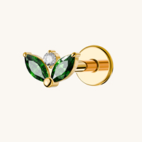 TOPOSH Boucles d'oreilles plaquées or titane, avec zircone cubique (CZ) marquise et ronde, à filetage interne, pour piercing hélix et cartilage, bijoux de corps
