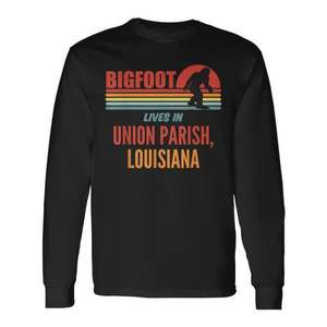 Maglietta a maniche lunghe Bigfoot Lives In Union Parish Louisiana - Product Image 1