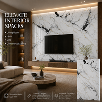 Panel de Pared UV MORLENX Blanco y Negro con Vetas Doradas Finas para Proyectos de Desarrollo de Propiedades de Lujo