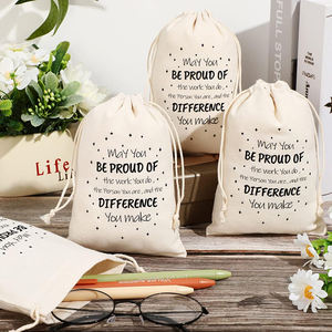 Calico Gracias Bolsas de regalo Cordón de algodón Equipo Bolsas de regalo para el aniversario del <span class=keywords><strong>empleo</strong></span> - Product Image 4