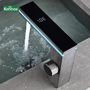 Grifo Monomando para Lavabo con Sensor Táctil LED, Montaje en Cubierta de un Solo Orificio, Acabado Níquel Cepillado, Estilo Moderno y Contemporáneo para Hotel, Escuela, Hospital - Product Image 1