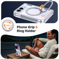 Étui de téléphone pliable magnétique de luxe avec protection à 360° °   Support rotatif pour anneau, couvercle de charnière, protection antichoc pour iPhone Duo 18 Fold Ultra