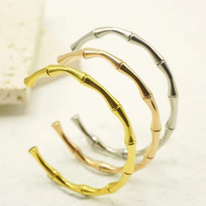 Ventes directes d'usine Bracelet en bambou et en acier inoxydable de créateur hautement poli Bracelets de mode classiques - Product Image 2