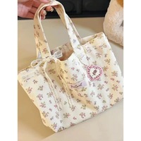 Chine bonne qualité usine directement vente grande capacité sacs fourre-tout en toile shopping personnalisé réutilisable imprimé floral sac en toile dentelle