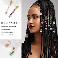 Dreadlocks style européen et américain, dreadlocks décontractées à motif papillon, bijoux de perruque dorés, kit spirale papillon 9 pièces