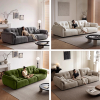 Juego de muebles de sala de estar sencillos y modernos italianos de tela ultra profunda, módulo de modelado de vela, sofá cama de tela de terciopelo
