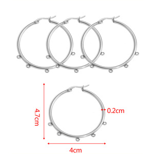 Base de boucles d'oreilles avec anneaux |   Porte-breloques grand cercle en acier inoxydable plaqué or PVD 18 carats pour la fabrication de bijoux DIY - Product Image 4