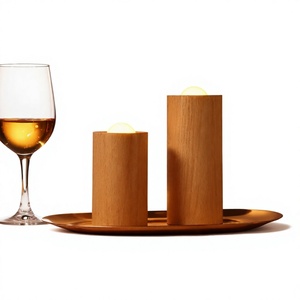 Lampe de table moderne en bois à LED, lumière de nuit, blanc chaud, sans flamme, pour la décoration de la maison - Product Image 3