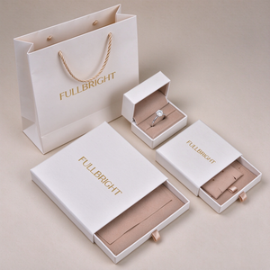 Luxury Custom Logo Rigid Cardboard Jewelry Gift <b>Box</b> with Velvet Insert & <b>Matching</b> Gift Bag - Gold Foil Stamping OEM Wholesale - Product Image 1