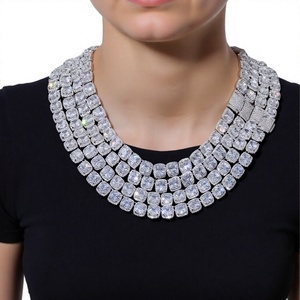 Collar de Cadena Cubana con Moissanita Cuadrada Iced Out, Chapado en Rodio, Plata 925, Gargantilla para Mujer y Hombre, Joyería Hip Hop para Fiesta - Product Image 1