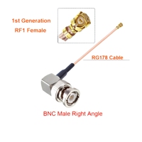 BNC macho a UFL U.FL hembra RG178 Cable flexible Mini PCI WIFI WLAN Cable de extensión de antena RF Jumper ángulo recto